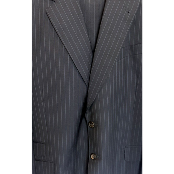 Paul Smith Mens Mohair Wool Blazer Suit Jacket 46 L Navy Pinstripe Pants Italy - Picture 4 of 14